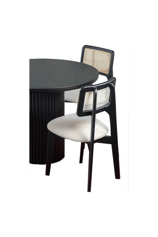 Aspendos İskandinav Natural Ahşap Masa Sandalye Takımı 90x90 Siyah