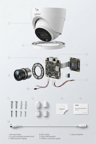 Dahua 2mp Dahili Mikrofonlu Sesli Poe Ip Dome Kamera Gece Görüşlü İç Dış Mekan Dh-ıpc-hdw1230v-sa