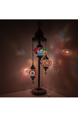 Otantik Dekoratif Mozaik Lambader, Köşe Lambası, Ayaklı Lamba