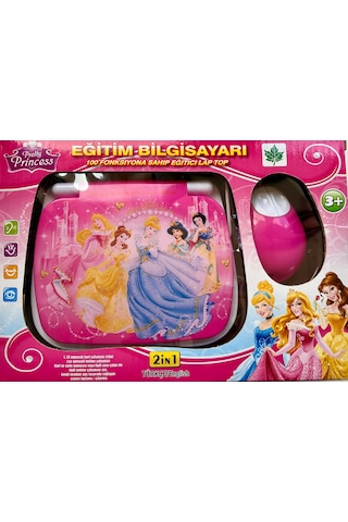 100 Fonksiyonlu Türkçe İngilizce Eğitim Bilgisayarı 2ın1 Set Eğitici Bilgisayar Ve Mouse Laptopu Pembe