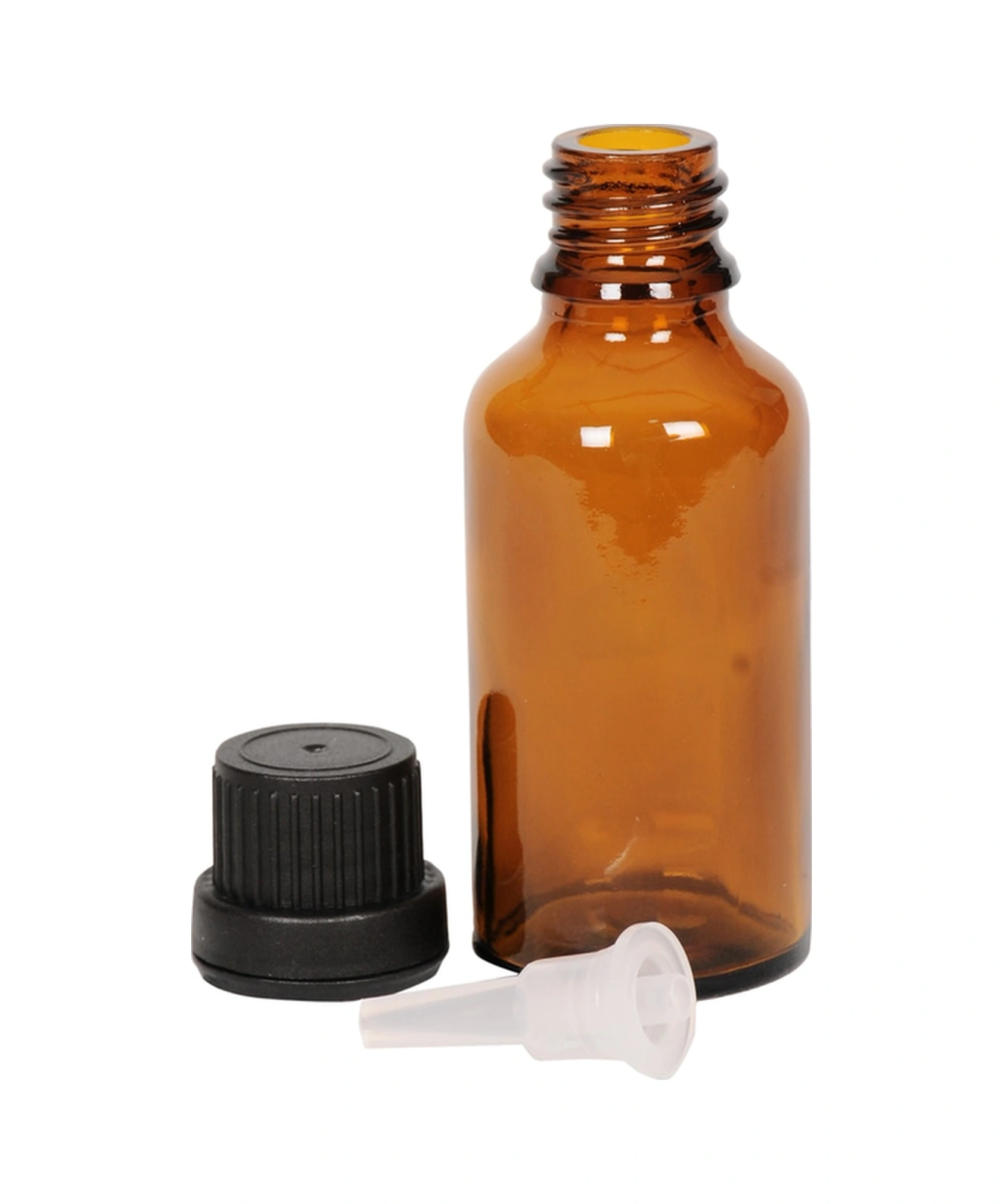 20ml Kahverengi Cam İçten Damlalıklı Şişe Siyah Kapak, 50 Adet, Damlalıklı Şişe, Damlatmalı Şişe