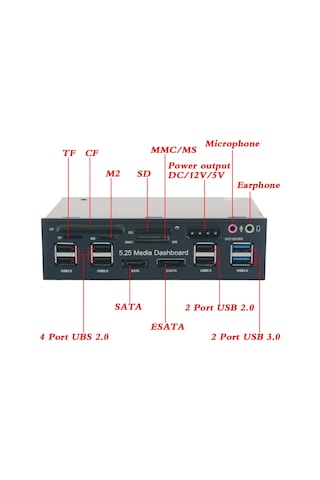 5.25 Inç Ön Panel Usb 2.0 3.0 Esata 5131P Dahili Floppy Disket Ka