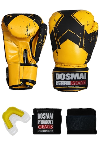 Dosmai Lykia Boks Eldiveni Boks Dişlik Boks Bandaj Seti Sarı 8 Oz Sarı