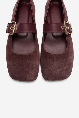 Luvi Shoes Jonas Mürdüm Süet Hakiki Deri Kemerli Kadın Babet Ayakkabı