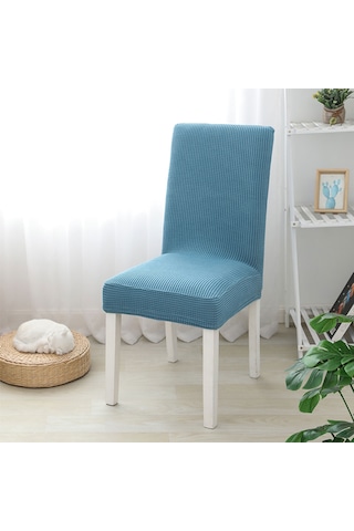 Vkemall Elastik Polar Yemek Odası Sandalye Kılıfı, Kalın, Tüm Mevsimler, Ev/otel/restoran/uygunluk İçin, Toz Koruyucu,西湖蓝 Açık Mavi