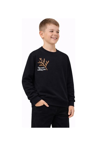 Baglan Erkek Çocuk Önü Baskılı Sweatshirt Bgl-st05238 Siyah