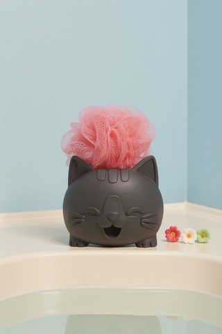 Oxyteez Kedi Figürlü Sabunluk Gri Renk Reçine Tasarım Ev Ve Ofis Dekorasyonu