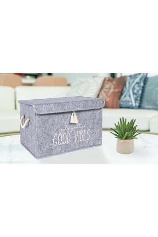Keçe Kapaklı Mini Kutu Gri 4881 Çok Renkli