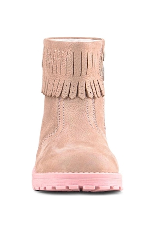 Rakerplus Chiron Hakiki Deri Pembe Simli Fermuarlı Kız Çocuk Bot Çizme Pembe