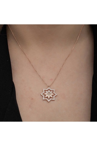 Artsmagazinmücevher Gümüş Rose Kar Tanesi Kadın Kolye