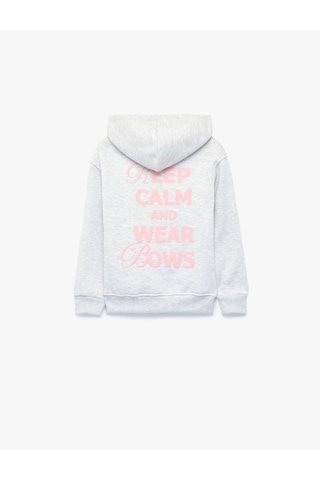 Koton Şardonlu Cep Detaylı Baskılı Uzun Kollu Fermuarlı Kapşonlu Sweatshirt Kar Melanj 7wkg10046ak Gri Melanj