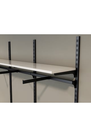Modern Giyinme Odası Rafı & Dekoratif Duvar Tipi Askılı Raf Sistemi Siyah - Beyaz