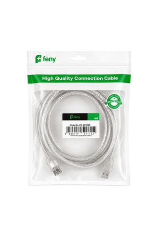 Feny Fn-u3015 Usb Yazıcı Kablosu Usb-a To Usb-b 1.5 Metre Şeffaf %100 Bakır Usb 2.0 - Mh-hs4912-2312