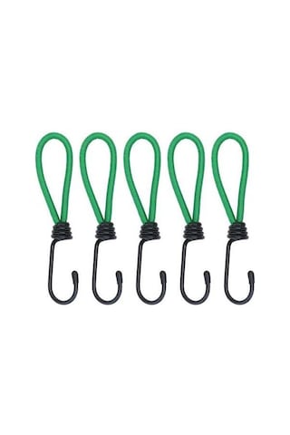 Pazly 5'li Set Kamp İpi - Çadır Sabitleme, Bagaj Bağlama İçin Esnek Dayanıklı Yeşil-siyah 150mm Çok Renkli
