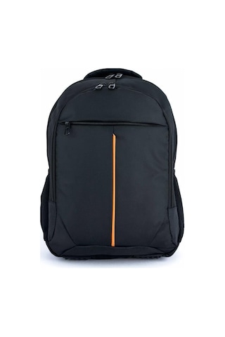 3 Bölmeli Okul Sırt Çantası (Laptop Bölmeli) Siyah-Turuncu 2121