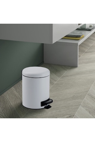 Çöp Kovası, Pedallı, Soft, 3lt - Mat Beyaz Mat Beyaz