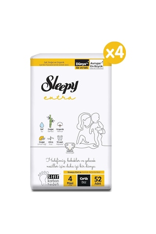 Sleepy Extra Günlük Aktivite Ultra Paket Bebek Bezi 4 Numara Maxi 208 Adet 4'lü