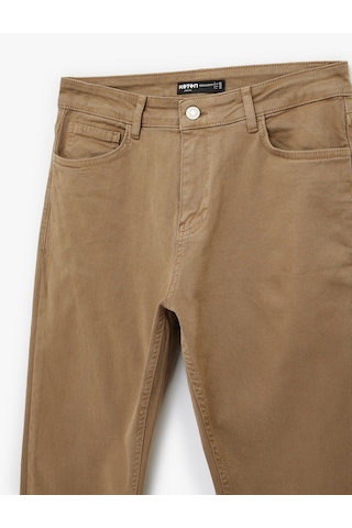 Koton Pamuklu Cepli Düğmeli Regular Fit Pantolon Bej 6sam40022nw Ekru