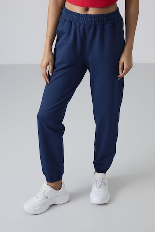 Tommy Life İndigo Cepli Yüksek Bel Rahat Form Lastik Paça Kadın Eşofman Alt - 94583 İndigo