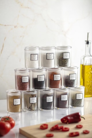 12'li Barok Yuvarlak Baharat Kavanoz Seti & Saklama Kabı & Erzak Kabı 12 250 Ml