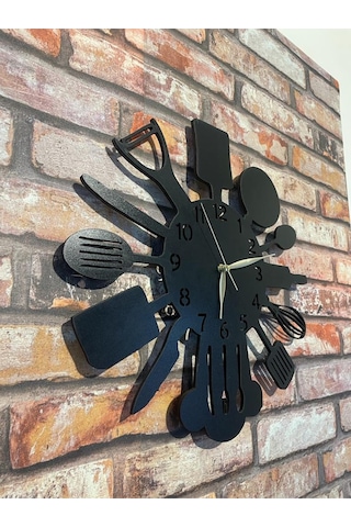 Ümra Lazer Lazer Kesim Dekoratif Duvar Saati 40x40 Umrasaat9 Siyah