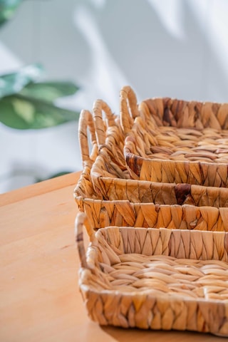 Wicker 4 Parça Hasır Kare Sepet Hasır