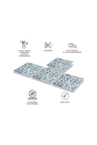Tink KENDİNDEN YAPIŞKANLI MAVİ KUŞ DESENLİ PVC KARO 30X30 CM