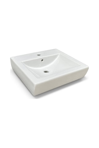 Ece Banyo - Sekura Tezgah Üstü Kare Lavabo 50 Cm Beyaz - 7107