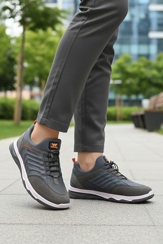 Füme Elastik Bağcıklı Hafif Esnek Erkek Spor Ayakkabı Dong 2534 M Füme