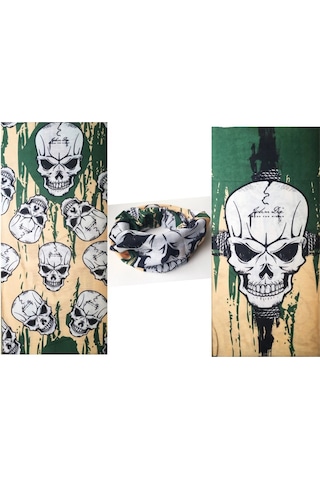Mey İthalat Motorcu Boyunluk Baf Buff Bandana 25x48 Cm Model 5 Haki Yeşili