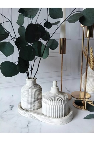 Cre Art Kuru Çiçek Vazosu Dekoratif Ev İç Tasarımı Seti 154801063 Siyah