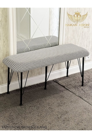 By Hakan Aşkın Metal Ayaklı Kazayağı Kumaş Kapitonesiz 38x100 Cm Puf & Bench Kazayağı Kumaş Dokuma