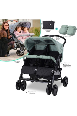 Lorelli Twin İkiz Bebek Arabası Green Bay Yeşil