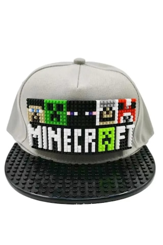 Kutpia Pixel Blok Minecraft -örümcek Adam- Batman-prenses Çocuk Kep Şapka Lego Uyumlu Siperlikli 4 12 Yaş Siyah - Gri