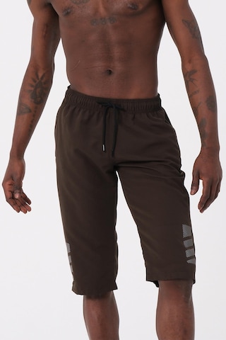 Haki Yeşil Büyük Beden Diz Altı Uzun Boy Basic Model Su İtici Özellikli Erkek Plaj Deniz Kapri Şort 001