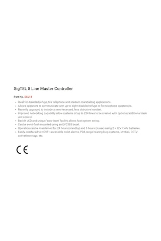 C-TEC SigTEL Compact1-64 ECU-8 İtfaiyeci Telefon Sistemi Ana Kontrolör 8 Hat Bağlanabilir