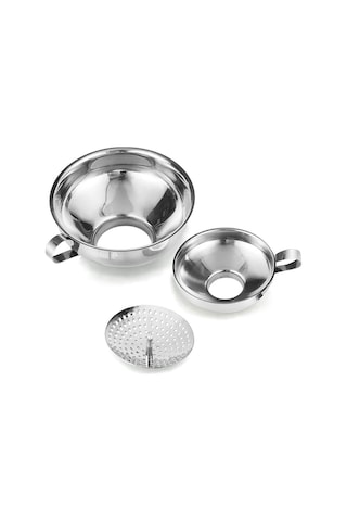 Ximistore9 3'lü Çelik Mutfak Huni Seti Filtre Dahil - Standart Ve Geniş Açık Mason Kavanozları İçin Gümüş