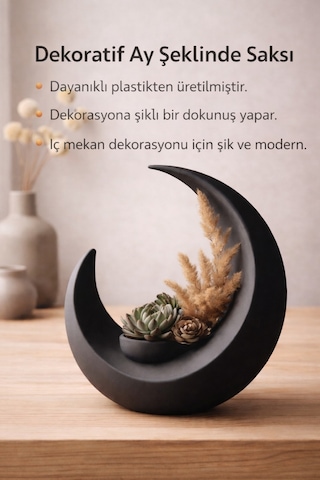Hilal Şeklinde Modern Dekoratif Saksı Sukulent & Yapay Çiçek İçin Şık Ev Ofis Dekoru Çok Renkli
