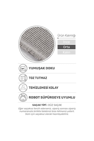 Ecolle Modern Halı Dayanıklı, Yumuşak Dokulu, Dokuma Taban, Tozumaz Gri