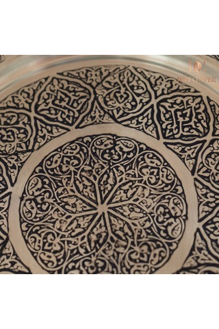 Dmt Gaziantep Sarı Bakır 25 Cm Osmanlı El İşi Sunum Gold Tepsi Kına Tepsisi 25 Cm Gold