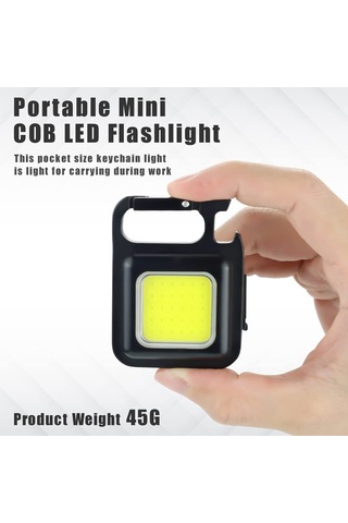 Fosenze Usb Şarjlı Anahtar Zinciri Işığı - 4 Işık Modu 800 Lumen, 360 Aydınlatma Cob Led Stroboskop Ve Uzun Süre Kullanim Süresi Hediye Kutulu Gösterildiği Gibi