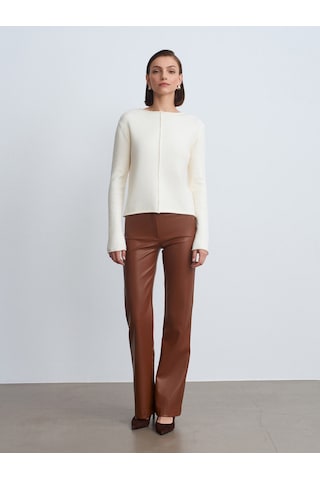 Dilvin 72237 Suni Deri Çan Paça Pantolon-karamel Karamel