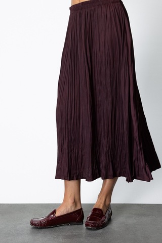 On Kadın Kırışık Görünümlü Midi Etek 64209 Bordo Bordo