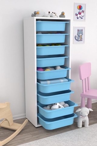 Pratico Zola 9 Sepetli Mutfak Dolabı Oyuncak Dolabı Mavi