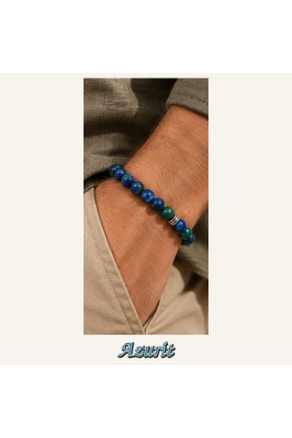 Azurit Taşı Bileklik 8 Mm, Unisex, Elastik Çok Renkli