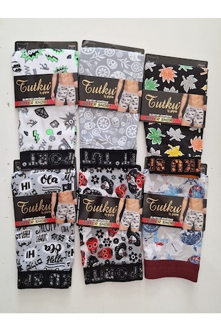 Erkek Desenli Likralı Pamuklu Boxer 5li Paket KARIŞIK
