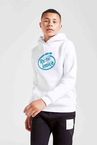 Tshirthane Rottie Inside Baskılı Unisex Çocuk Kapüşonlu Beyaz Sweatshirt Beyaz