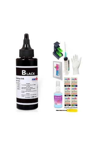 Canon Pıxma E404/e414 Yazıcı Uyumlu Forprint Dolum Seti 200ml Siyah