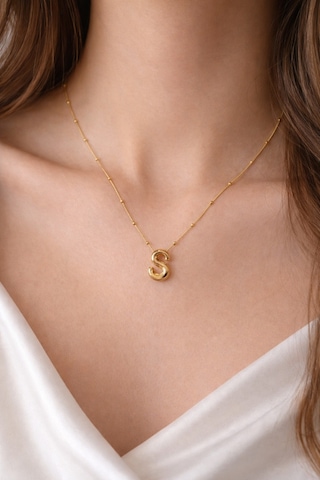 14k Altın Renginde S Harfli Balon Model Çelik Kadın Kolye Altın