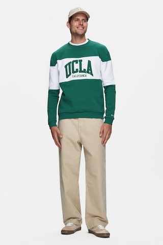 Ucla Archer Yeşil Bisiklet Yaka Nakışlı Loose Fit Erkek Sweatshirt Yeşil